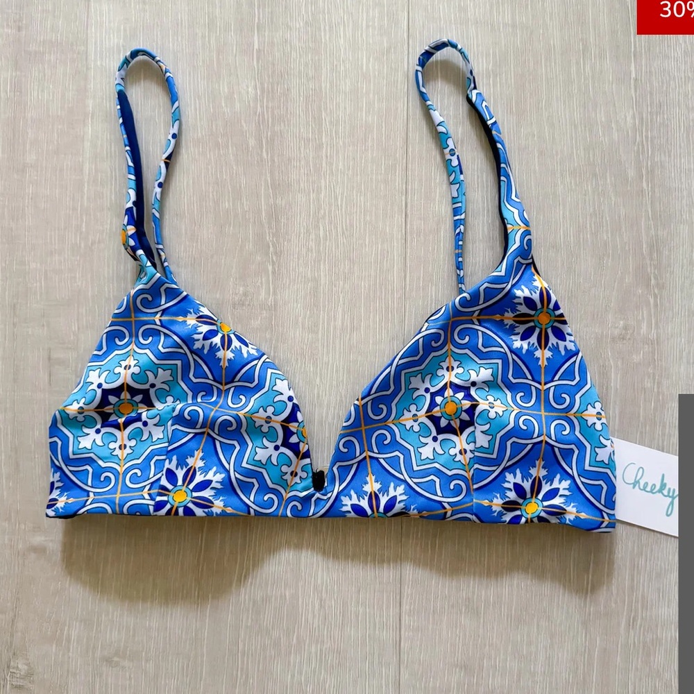 Sparkling Blue Bikini with Triangle Top and Brief Bottom